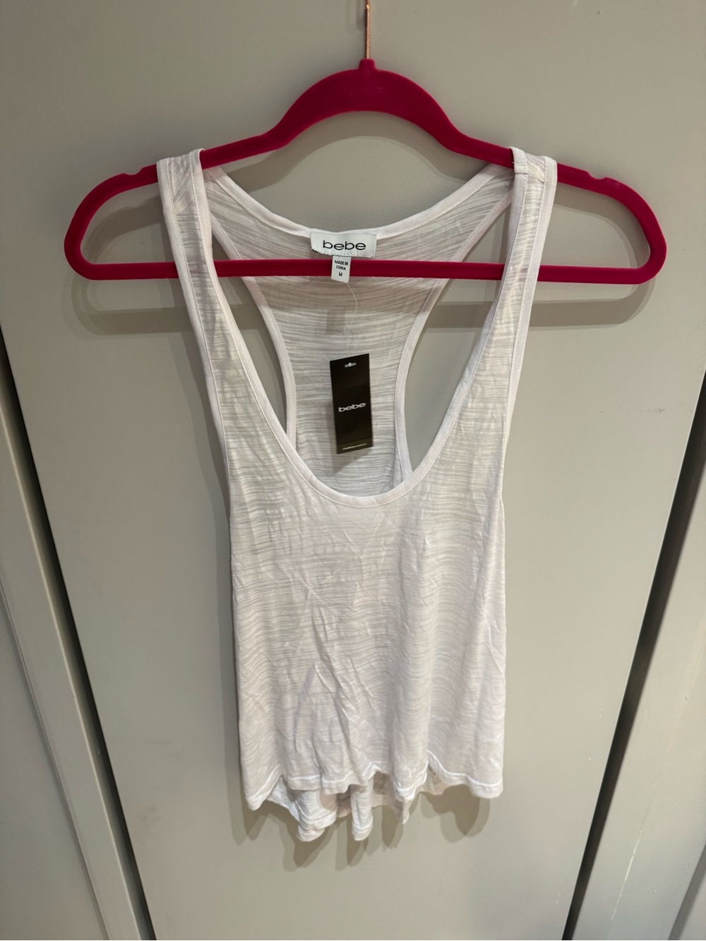 bebe White Scoop Neck Tank Top